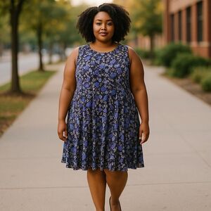 J. Peterman Purple and Blue Floral Sleeveless Silk Midi Sundress 22